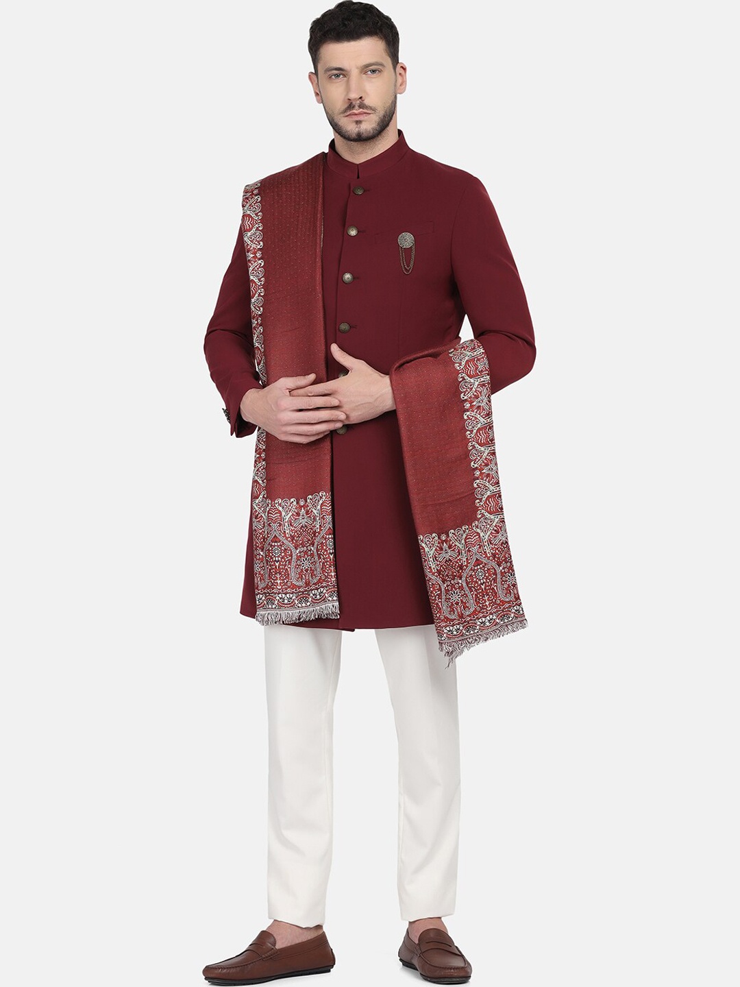 Blackberrys Slim-Fit Single-Breasted Longline Bandhgala Blazer Two-Piece Suit, Maroon
Blackberrys Slim-Fit Single-Breasted Longline Bandhgala Blazer Two-Piece Suit, Maroon