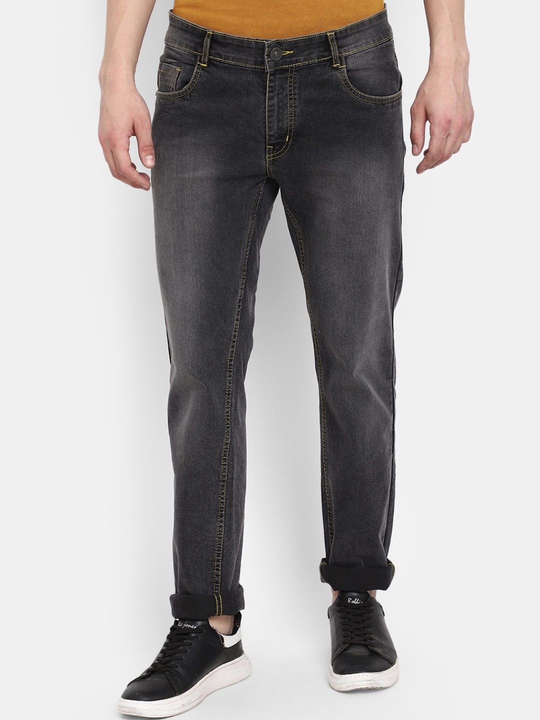 V-Mart Men Classic Slim Fit Heavy Fade Jeans, Grey