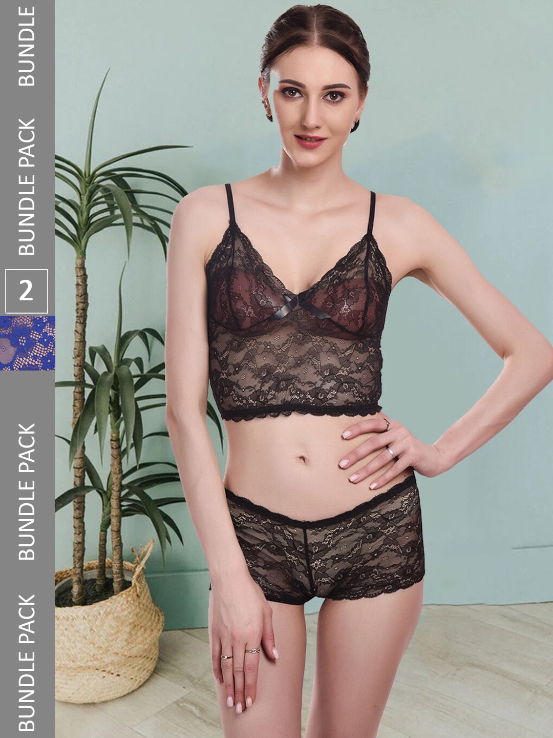 Fleurt Pack Of 2 Self Design Non Padded Lingerie Set Fleurt-Set-170-BK-170-R.BL-S, Black
Fleurt Pack Of 2 Self Design Non Padded Lingerie Set Fleurt-Set-170-BK-170-R.BL-S, Black