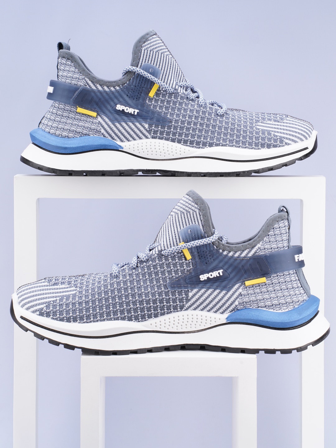 Atom Men Woven Design Sneakers, Blue