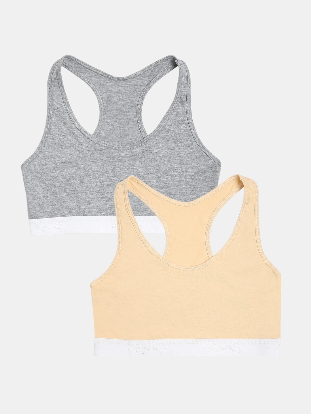 Sillysally Girls Pack Of 2 Non-Padded Non-Wired All Day Comfort Racer Rack Workout Bra, Beige
Sillysally Girls Pack Of 2 Non-Padded Non-Wired All Day Comfort Racer Rack Workout Bra, Beige