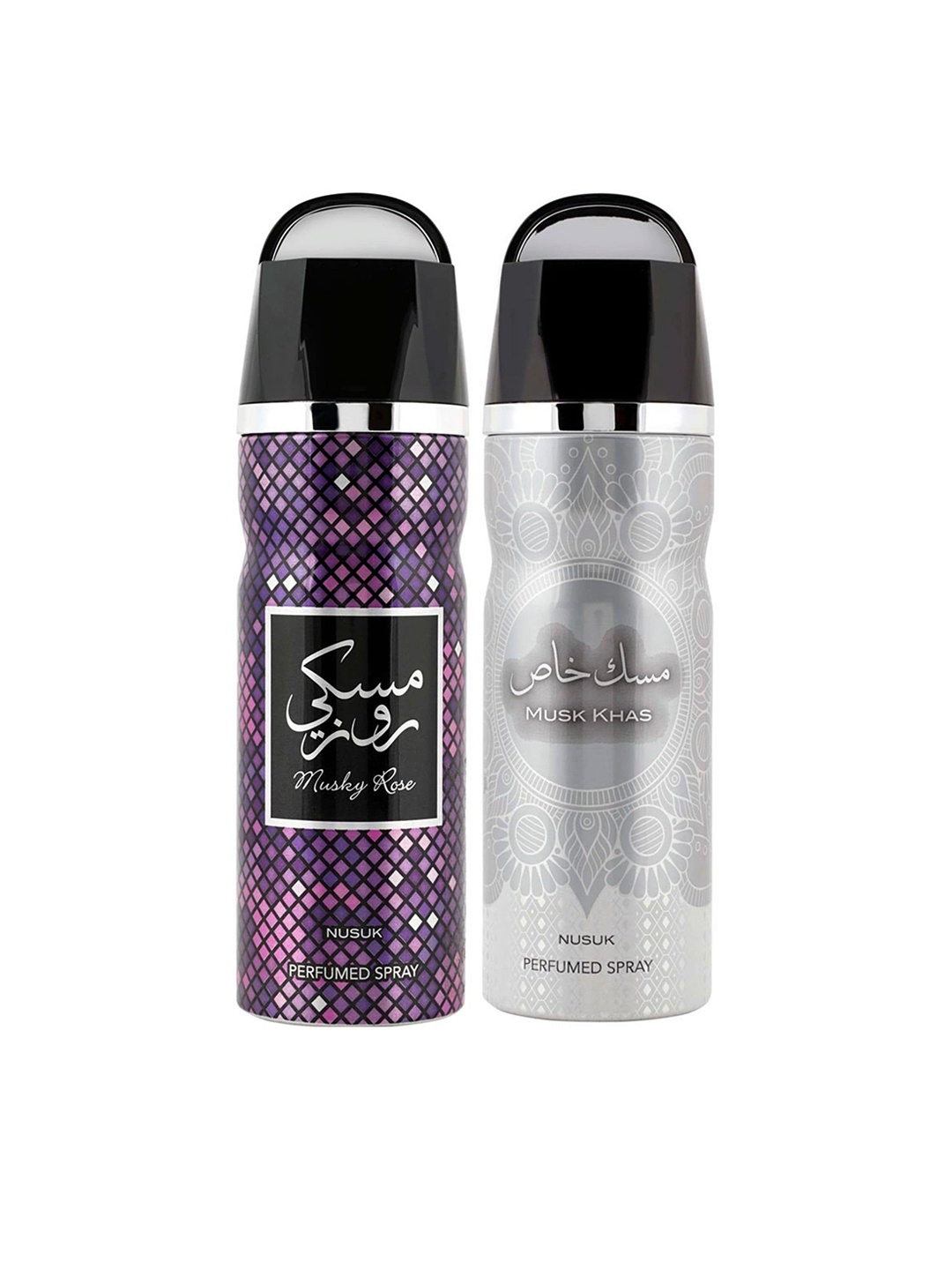NUSUK Set of 2 Premium Long-Lasting Deodorants 200 ml each - Musky Rose & Musk Khas, Grey
NUSUK Set of 2 Premium Long-Lasting Deodorants 200 ml each - Musky Rose & Musk Khas, Grey