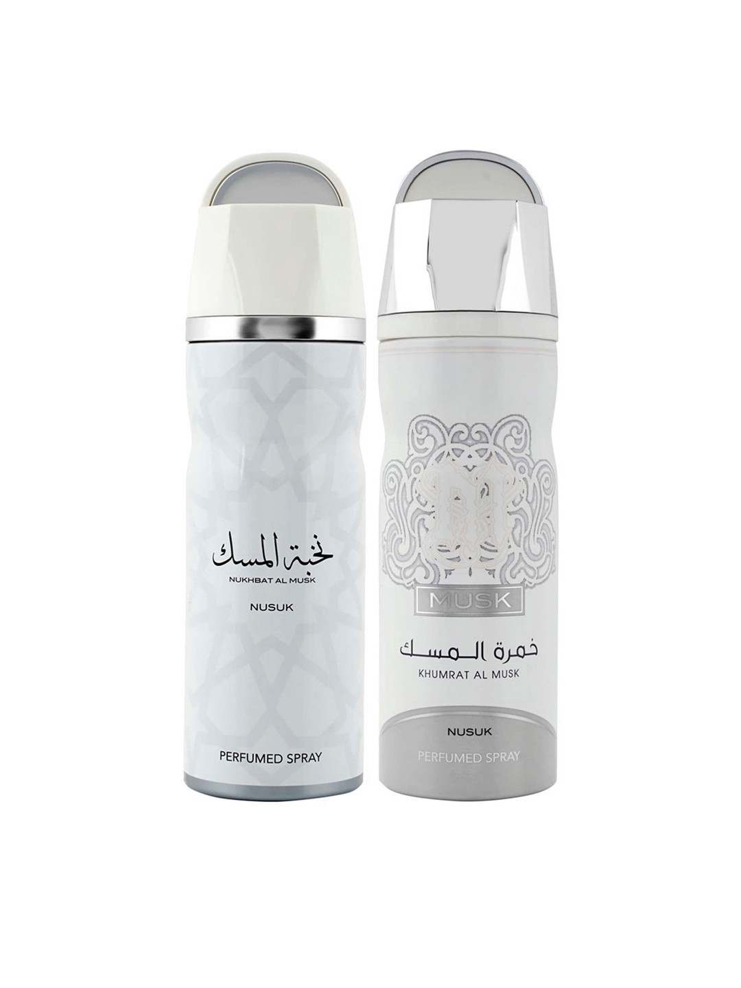 NUSUK Set Of 2 Long Lasting Deodorants 200ml Each - Nukhbat Al Musk & Khumrat Al Musk, White
NUSUK Set Of 2 Long Lasting Deodorants 200ml Each - Nukhbat Al Musk & Khumrat Al Musk, White