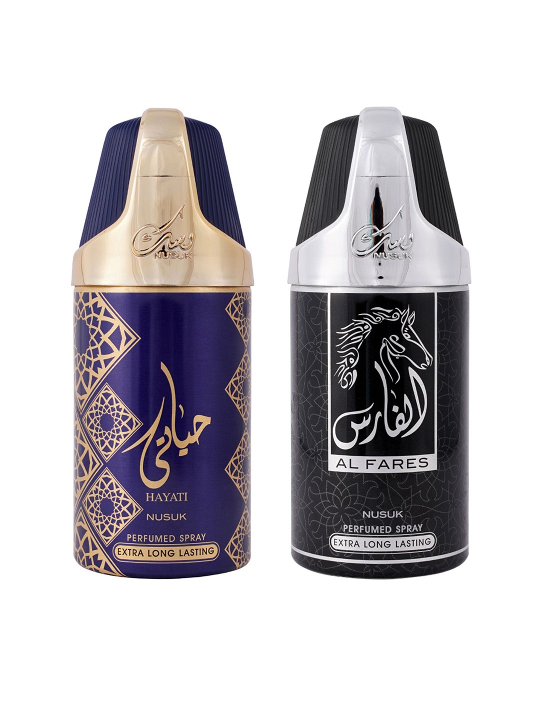 NUSUK Men Set of 2 Premium Long-Lasting Deodorants 250 ml each - Hayati & Al Fares, Blue
NUSUK Men Set of 2 Premium Long-Lasting Deodorants 250 ml each - Hayati & Al Fares, Blue