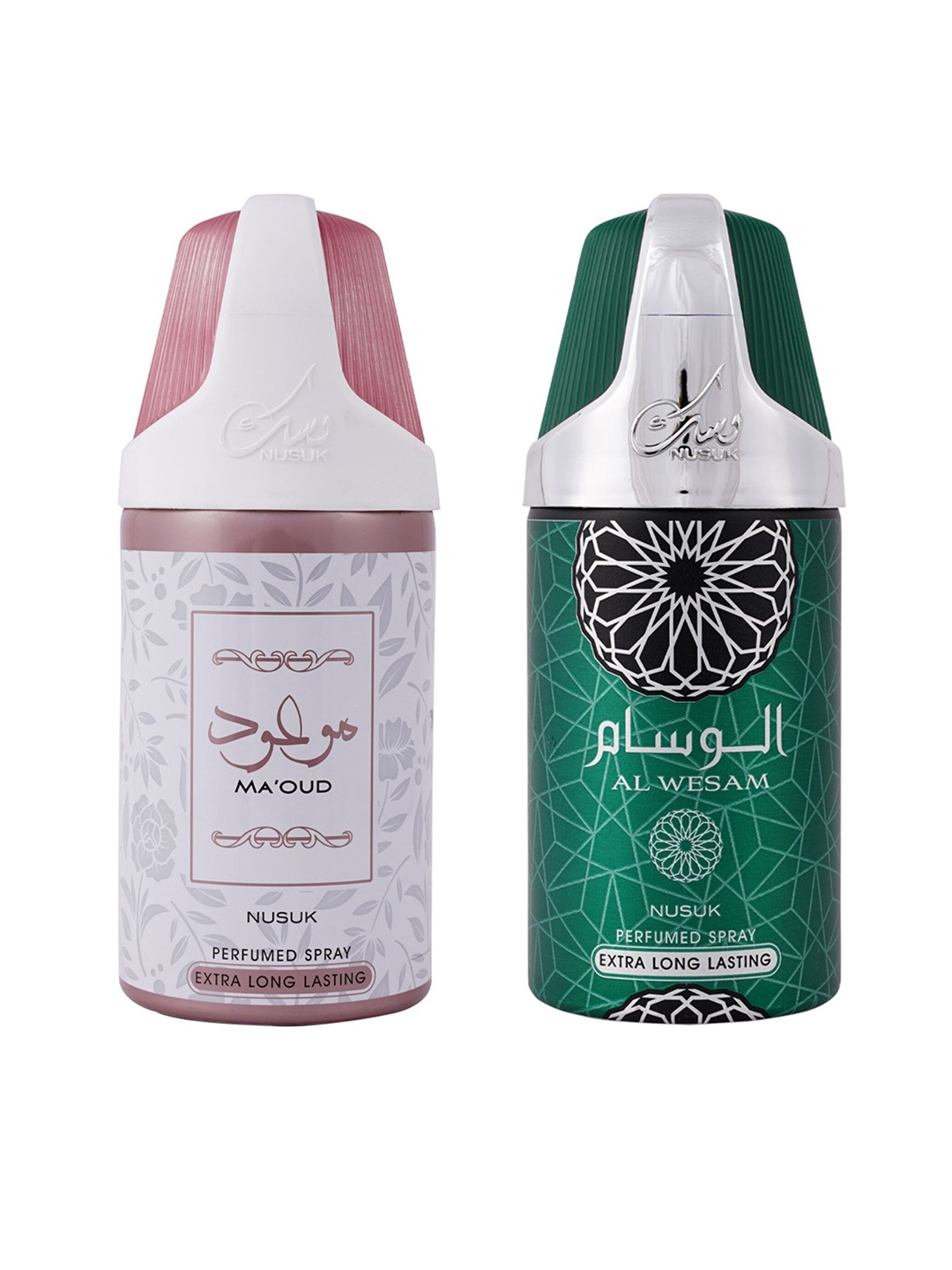 NUSUK Men Set of 2 Premium Long-Lasting Deodorants 250 ml each - Ma Oud & Al Wesam, Green
NUSUK Men Set of 2 Premium Long-Lasting Deodorants 250 ml each - Ma Oud & Al Wesam, Green