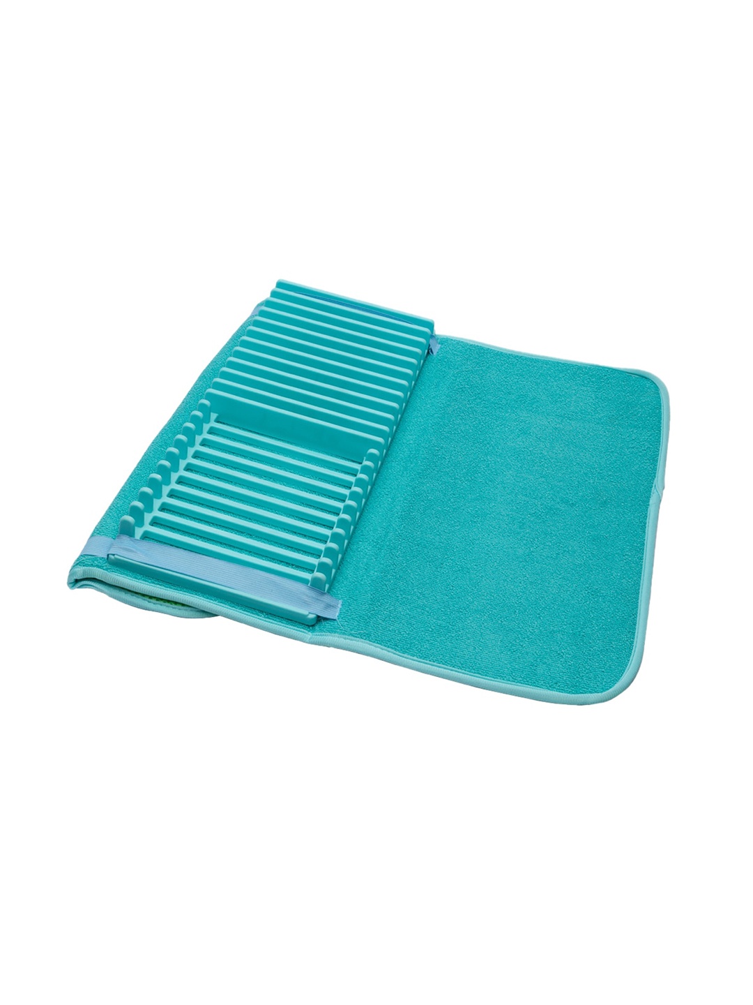 Market99 Dish Drying Mat with Dish Holder, Turquoise blue