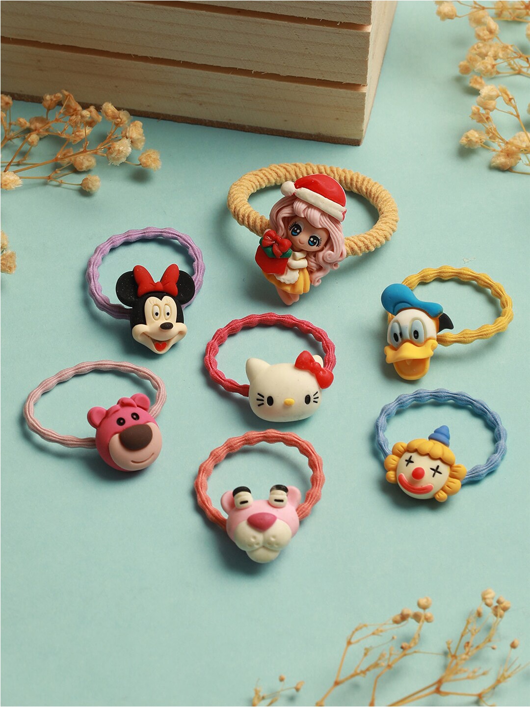 Jazz and Sizzle Women Set of 7 Ponytail Holders, Blue
