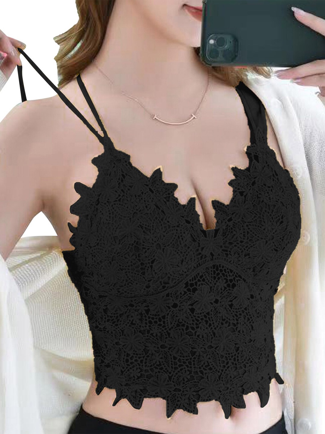 Krelin Floral Self Design Lightly Padded All Day Comfort Medium Coverage Bralette Bra, Black
Krelin Floral Self Design Lightly Padded All Day Comfort Medium Coverage Bralette Bra, Black