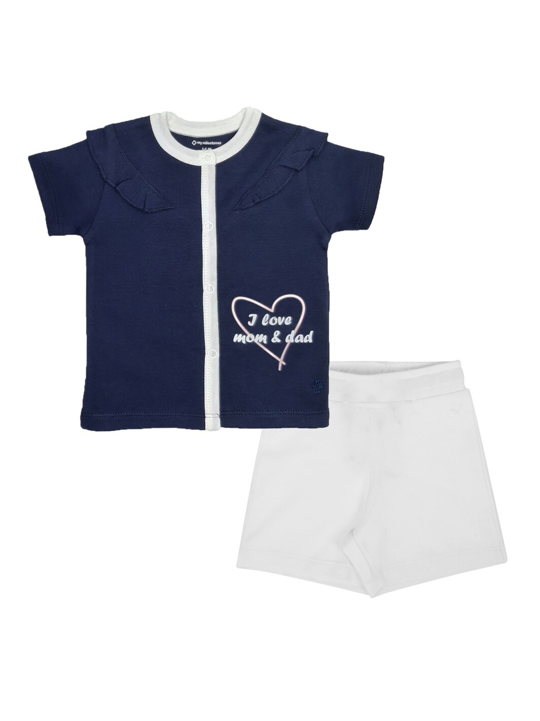 My Milestones Infant Girls Printed Pure Cotton Top with Shorts Clothing Set, Navy blue
My Milestones Infant Girls Printed Pure Cotton Top with Shorts Clothing Set, Navy blue