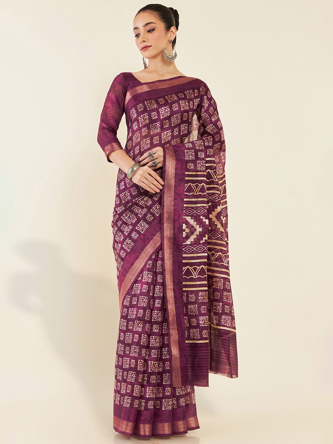 Soch Ethnic Motifs Saree, Purple