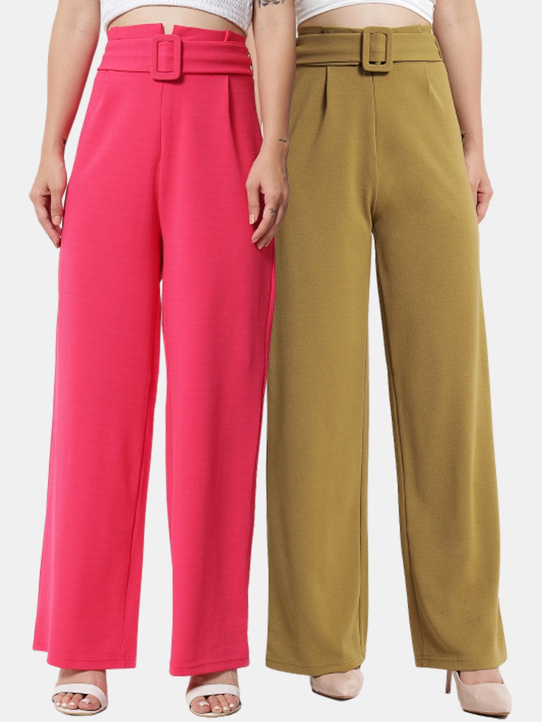 Kotty Women Pack Of 2 Relaxed High-Rise Straight Fit Easy Wash Pleated Trousers, Pink
Kotty Women Pack Of 2 Relaxed High-Rise Straight Fit Easy Wash Pleated Trousers, Pink
