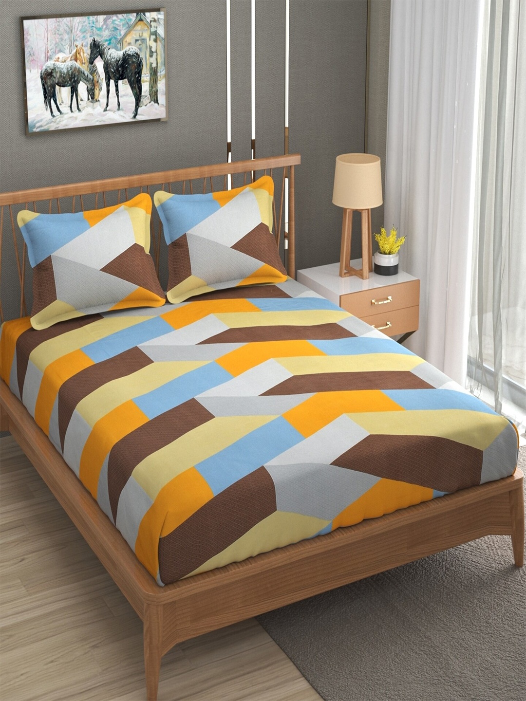 BELVOSTUM Ashley Yellow & Brown Printed 180 TC Cotton Queen Bedsheet & 2 Pillow Covers
BELVOSTUM Ashley Yellow & Brown Printed 180 TC Cotton Queen Bedsheet & 2 Pillow Covers