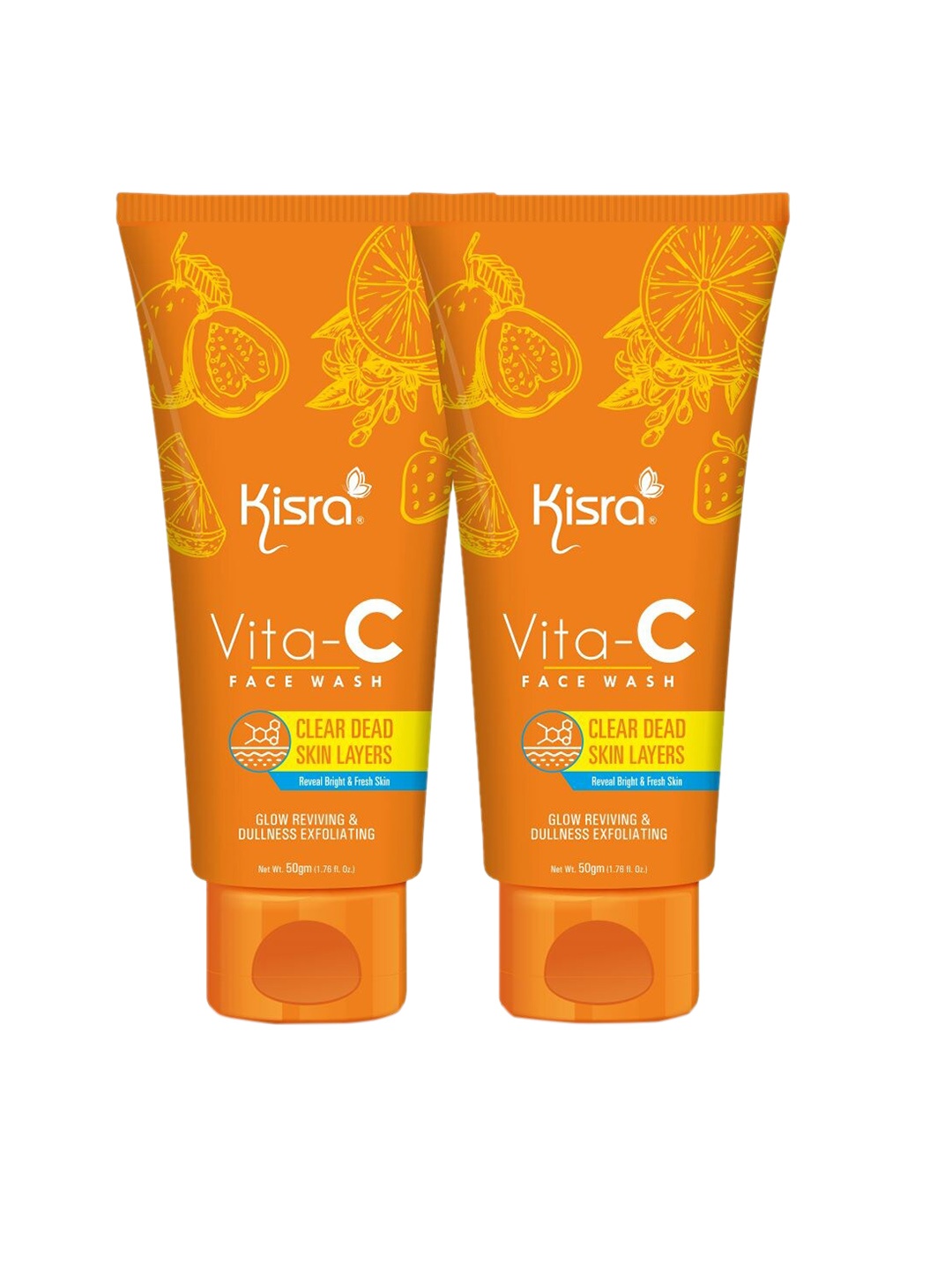 KISRA Set of 2 Vita-C Clean Dead Skin Layers Face Wash for Oil Control - 50 g Each, Orange
KISRA Set of 2 Vita-C Clean Dead Skin Layers Face Wash for Oil Control - 50 g Each, Orange