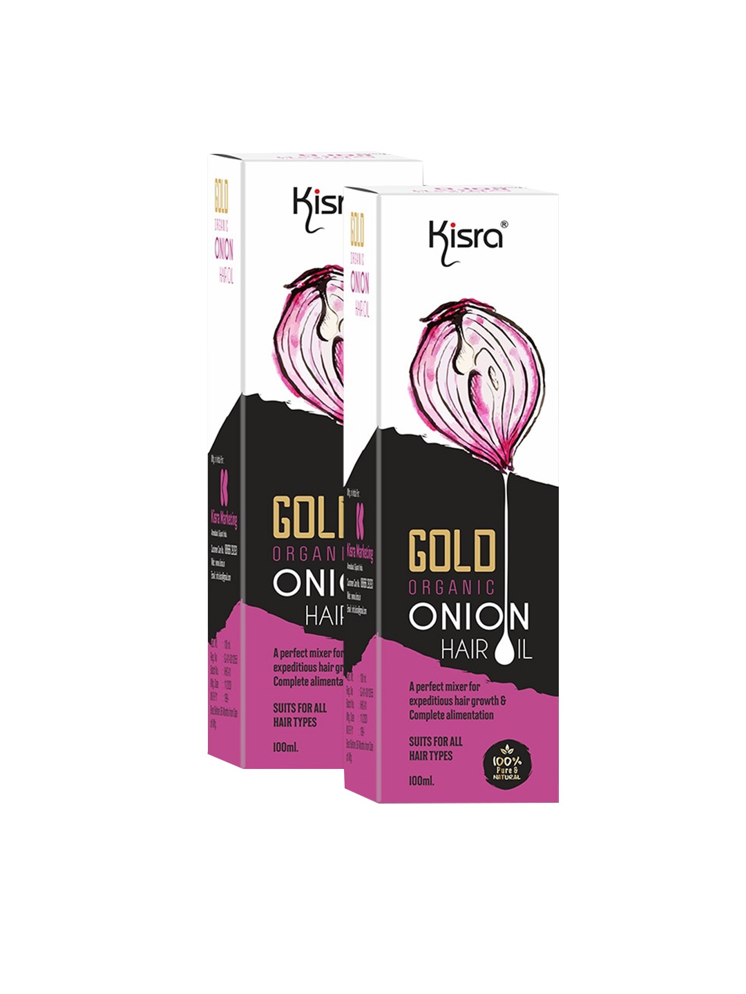 KISRA Set Of 2 Gold Organic Onion Hair Oil for Hair Growth & Hairfall Control - 100ml Each, Purple
KISRA Set Of 2 Gold Organic Onion Hair Oil for Hair Growth & Hairfall Control - 100ml Each, Purple