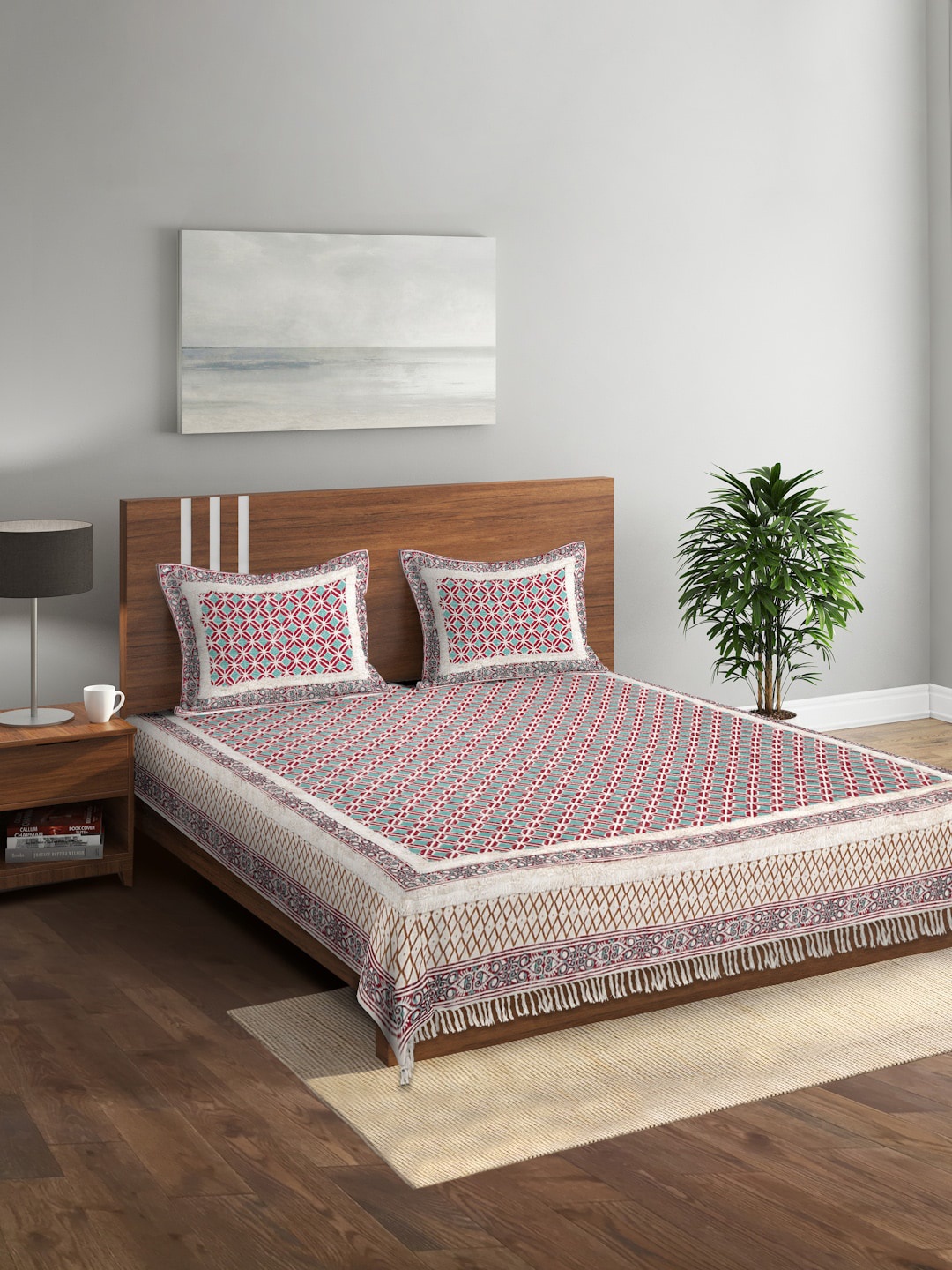 Rajasthan Decor Red & Green Printed Pure Cotton Double Queen Bed Spread & 2 Pillow Covers
Rajasthan Decor Red & Green Printed Pure Cotton Double Queen Bed Spread & 2 Pillow Covers