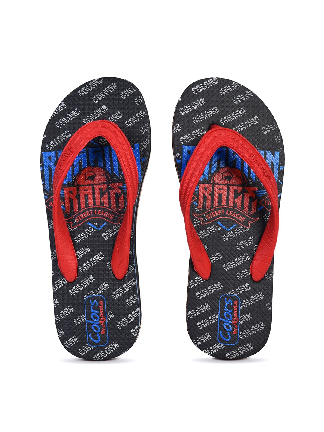 Ajanta Men Printed Rubber Thong Flip-Flops, Red