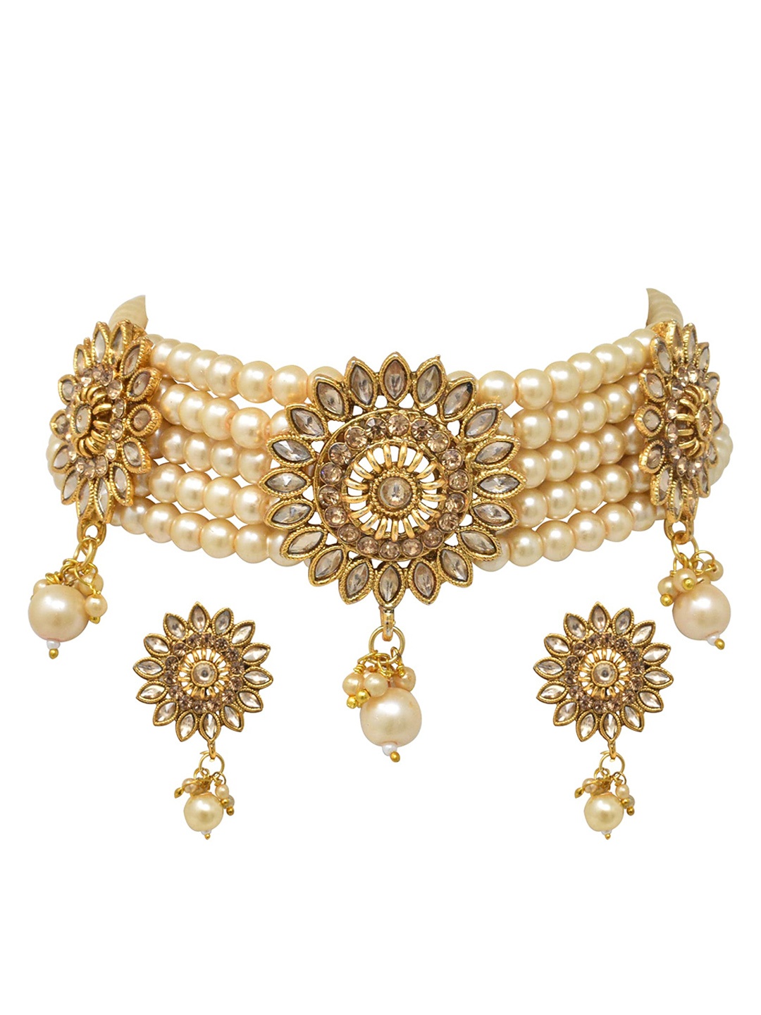 STEORRA JEWELS Gold-Plated Kundan Studded & Beaded Necklace And Earrings Jewellery Set
STEORRA JEWELS Gold-Plated Kundan Studded & Beaded Necklace And Earrings Jewellery Set