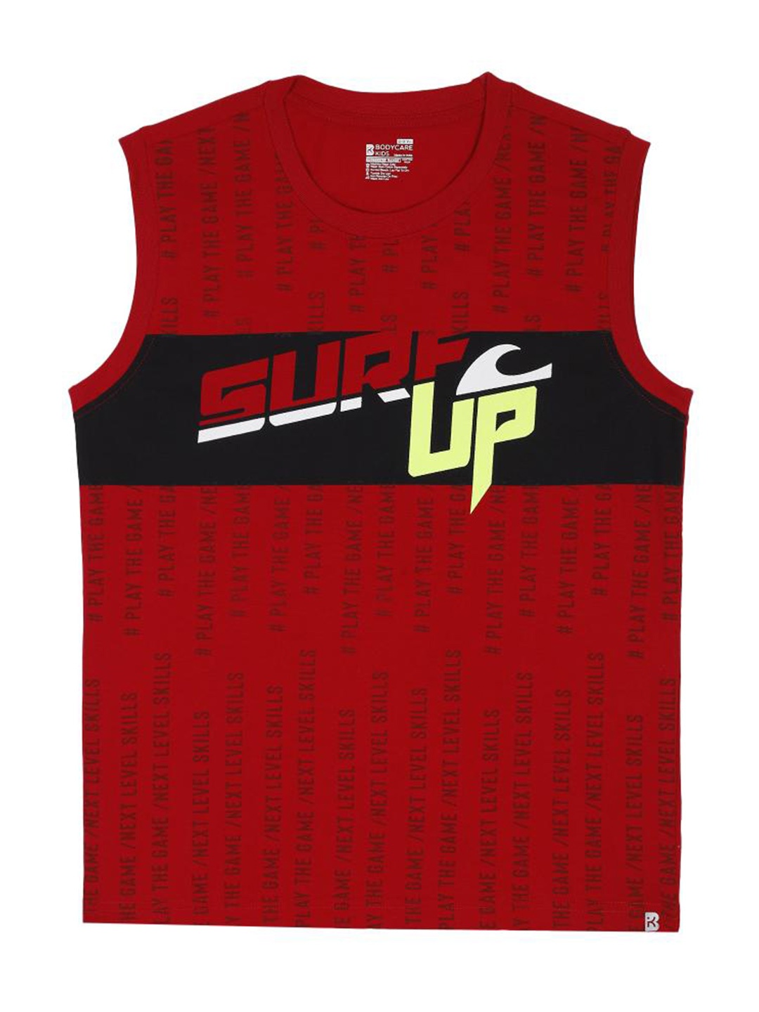 Bodycare Kids Boys Typography Printed Sleeveless Anti Viral Protection Cotton T-shirt, Red
Bodycare Kids Boys Typography Printed Sleeveless Anti Viral Protection Cotton T-shirt, Red