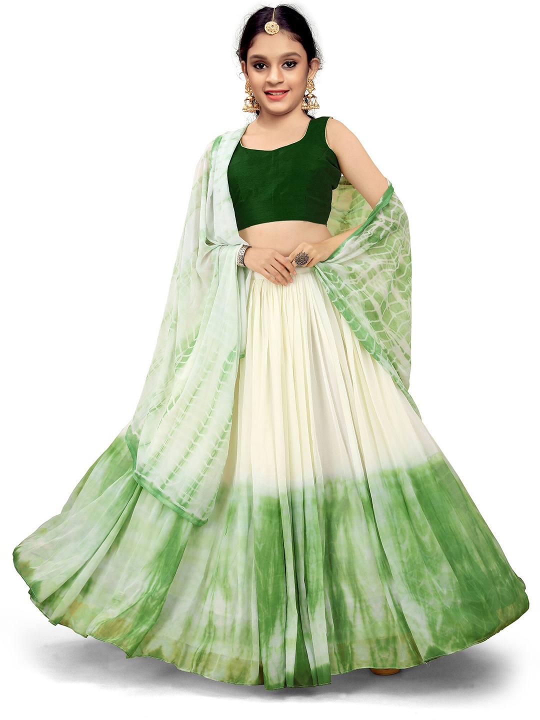 Kedar Fab Girls Sleeveless Semi-Stitched Lehenga & Unstitched Blouse With Dupatta, Green
Kedar Fab Girls Sleeveless Semi-Stitched Lehenga & Unstitched Blouse With Dupatta, Green