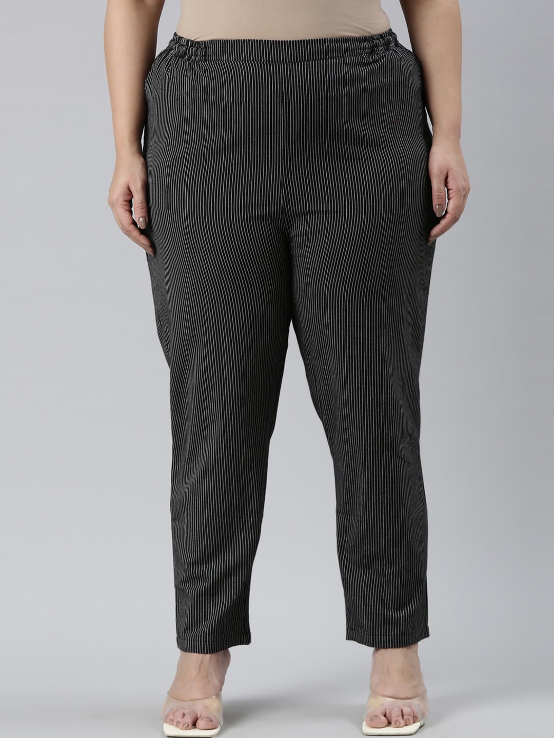 Go Colors Plus Size Women Comfort Mid Rise Striped Plain Knitted Linen Casual Trousers, Black
Go Colors Plus Size Women Comfort Mid Rise Striped Plain Knitted Linen Casual Trousers, Black