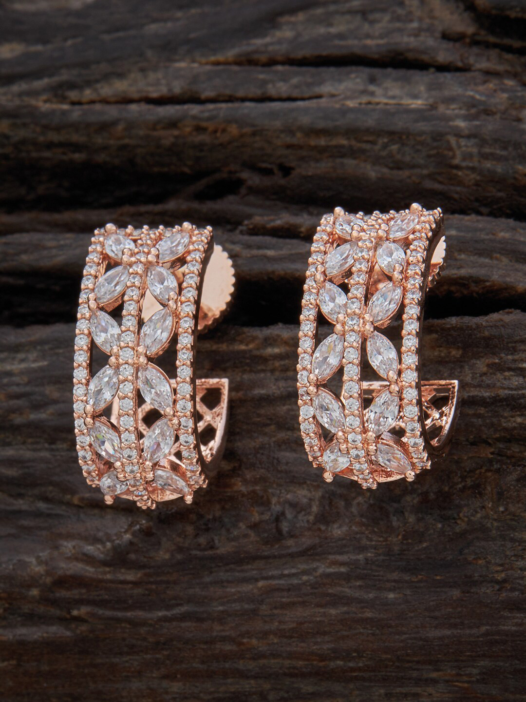 Kushal's Fashion Jewellery Rose Gold Plated Contemporary CZ Studded Half Hoop Earrings
Kushal's Fashion Jewellery Rose Gold Plated Contemporary CZ Studded Half Hoop Earrings