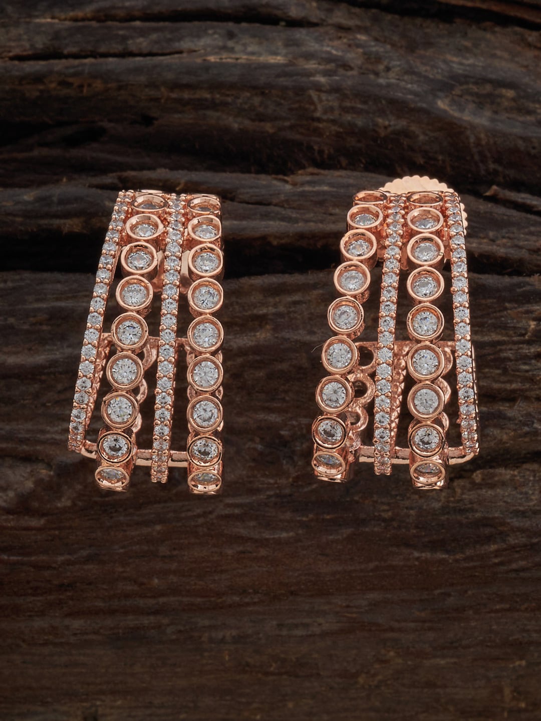 Kushal's Fashion Jewellery Rose Gold Plated Contemporary CZ Studded Half Hoop Earrings
Kushal's Fashion Jewellery Rose Gold Plated Contemporary CZ Studded Half Hoop Earrings