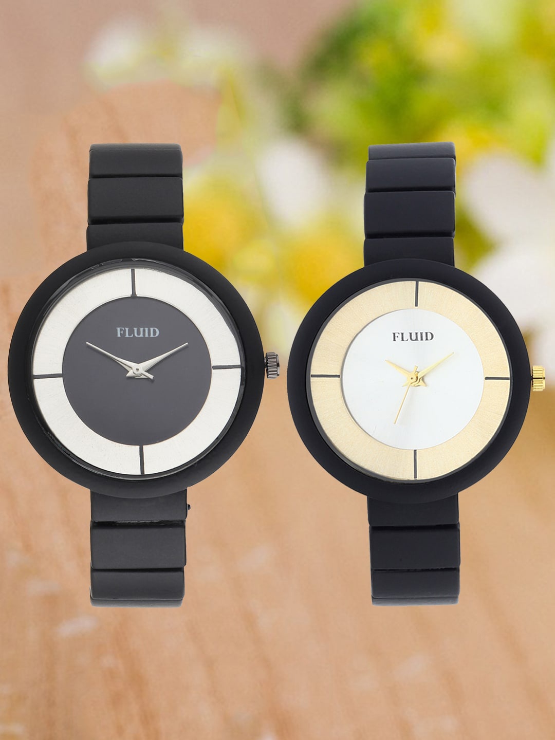 FLUID Pack Of 2 Women Bracelet Style Straps Analogue Watch FL2-004-BK02-014-BK01, Black
FLUID Pack Of 2 Women Bracelet Style Straps Analogue Watch FL2-004-BK02-014-BK01, Black