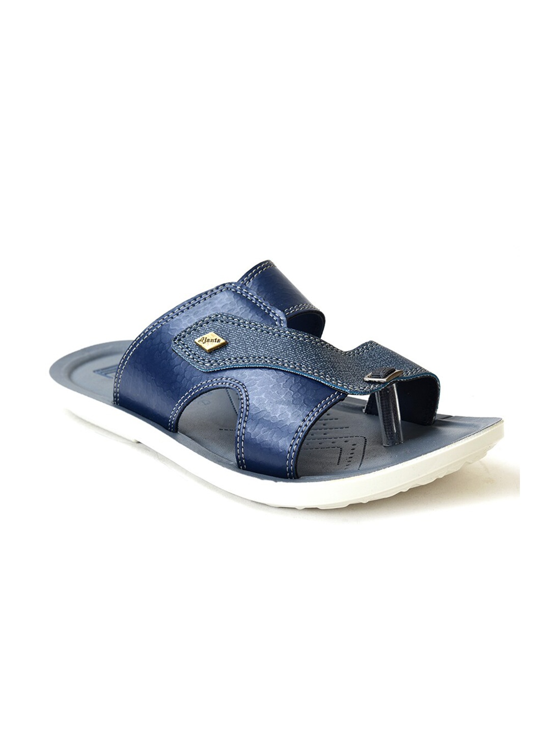 Ajanta Men Textured Comfort Sandals, Navy blue