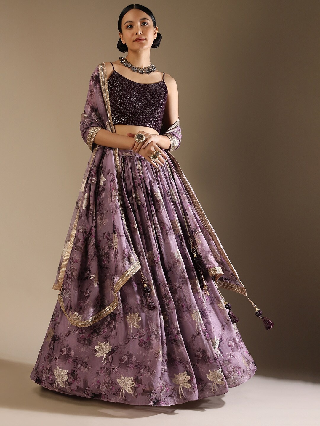 KALKI Fashion Floral Printed Sequinned Ready to Wear Lehenga Choli With Dupatta, Purple
KALKI Fashion Floral Printed Sequinned Ready to Wear Lehenga Choli With Dupatta, Purple