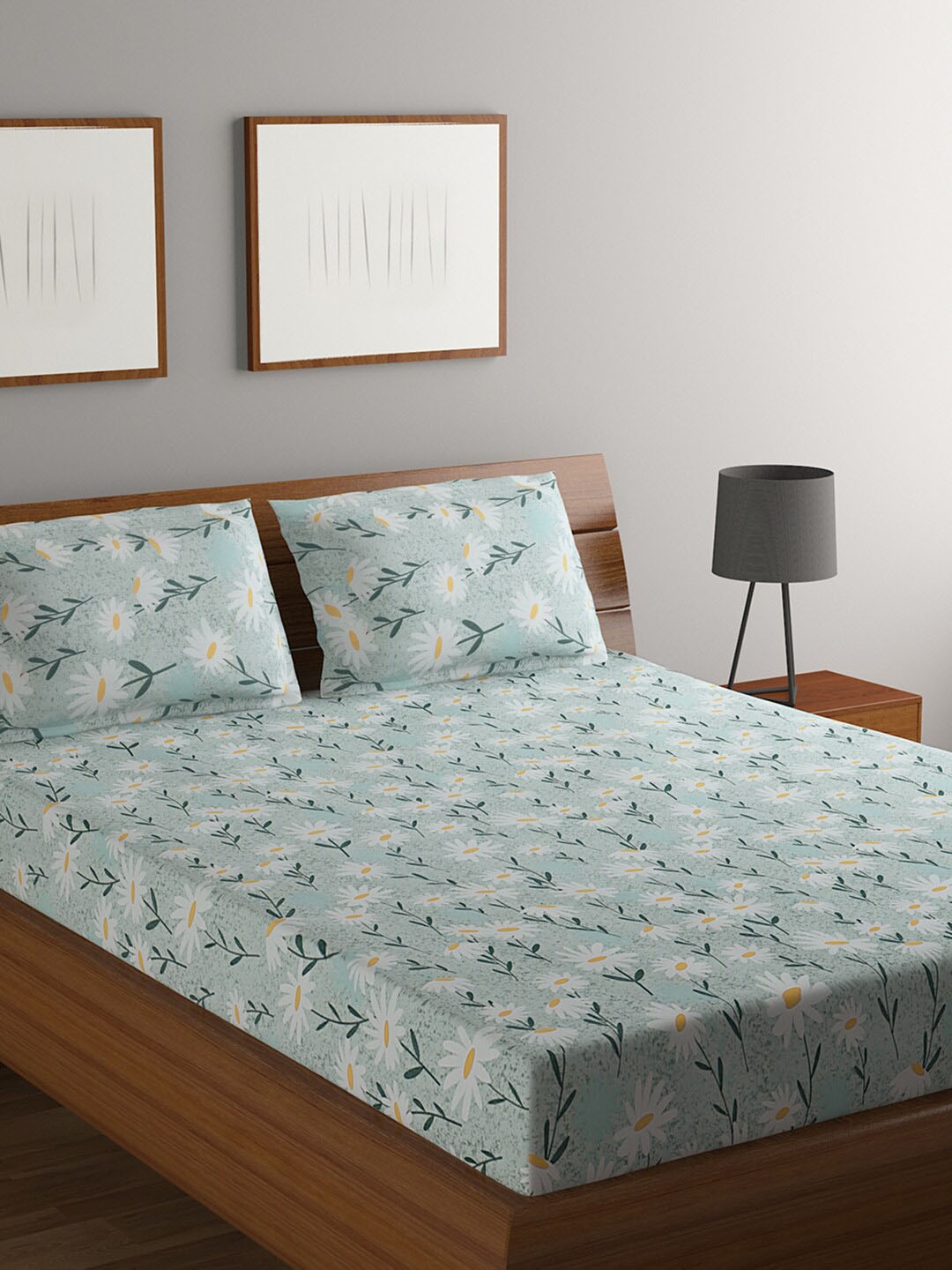BOMBAY DYEING Green & White Printed 144 TC Pure Cotton King Bedsheet & 2 Pillow Covers
BOMBAY DYEING Green & White Printed 144 TC Pure Cotton King Bedsheet & 2 Pillow Covers