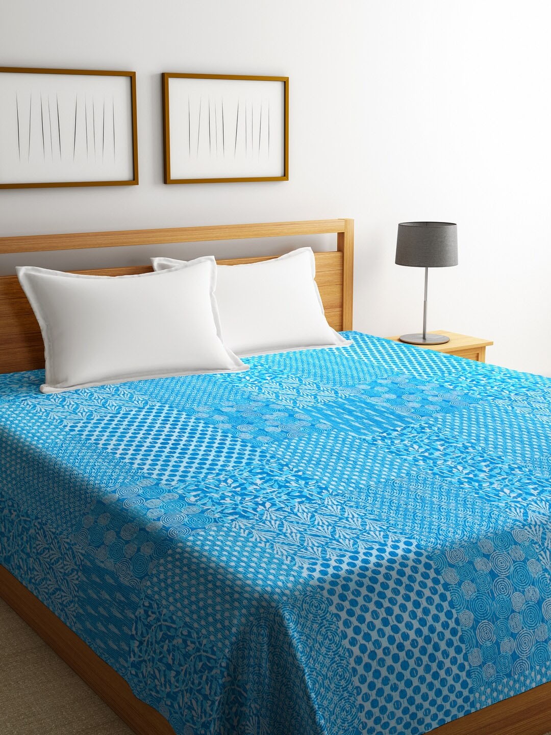 Rajasthan Decor Turquoise Blue & White Floral Printed Kantha Work Double Queen Bed Cover
Rajasthan Decor Turquoise Blue & White Floral Printed Kantha Work Double Queen Bed Cover