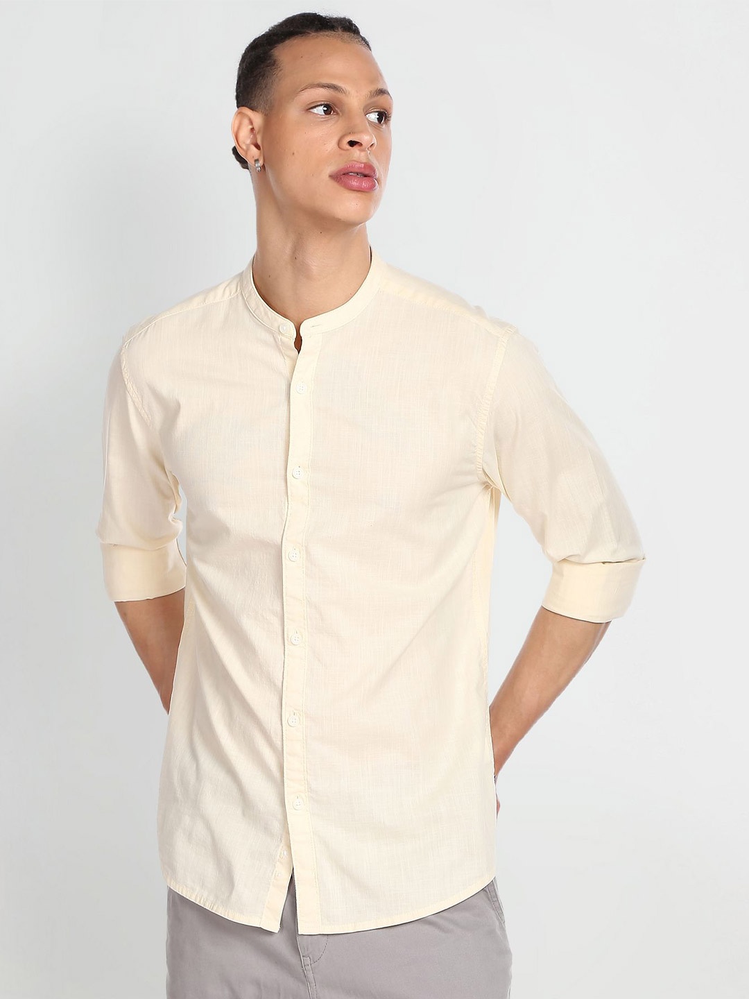 Flying Machine Slim Fit Mandarin Collar Opaque Casual Pure Cotton Shirt, Yellow
Flying Machine Slim Fit Mandarin Collar Opaque Casual Pure Cotton Shirt, Yellow