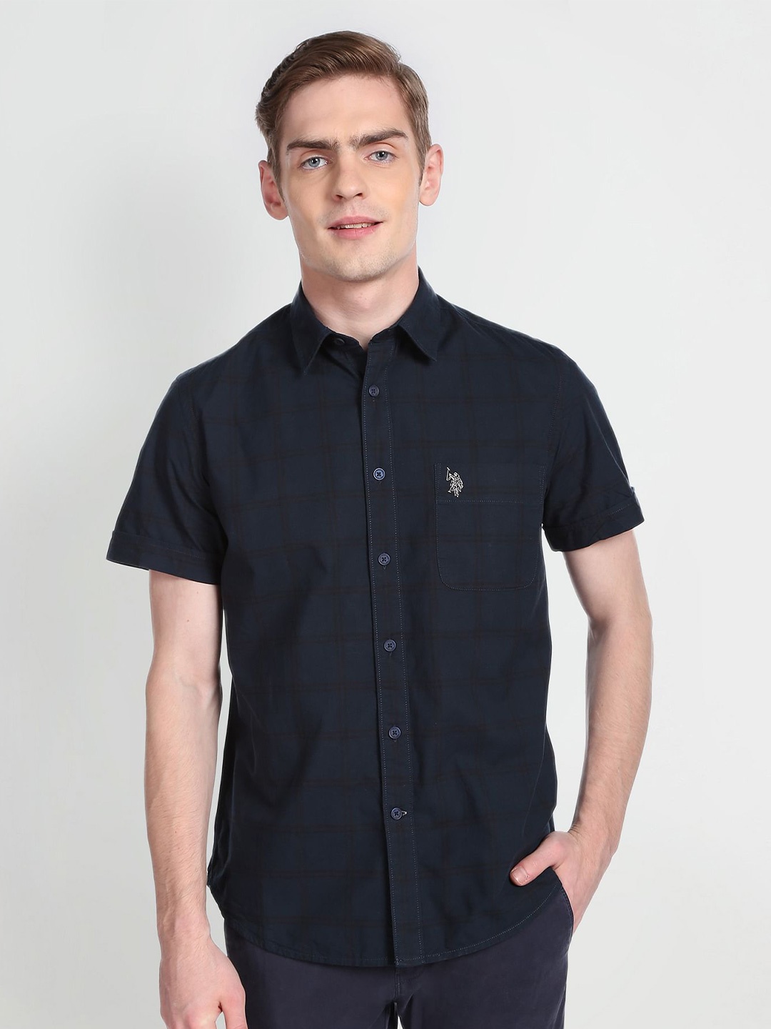 U.S. Polo Assn. Denim Co. Windowpane Checked Pure Cotton Casual Shirt, Navy blue
U.S. Polo Assn. Denim Co. Windowpane Checked Pure Cotton Casual Shirt, Navy blue