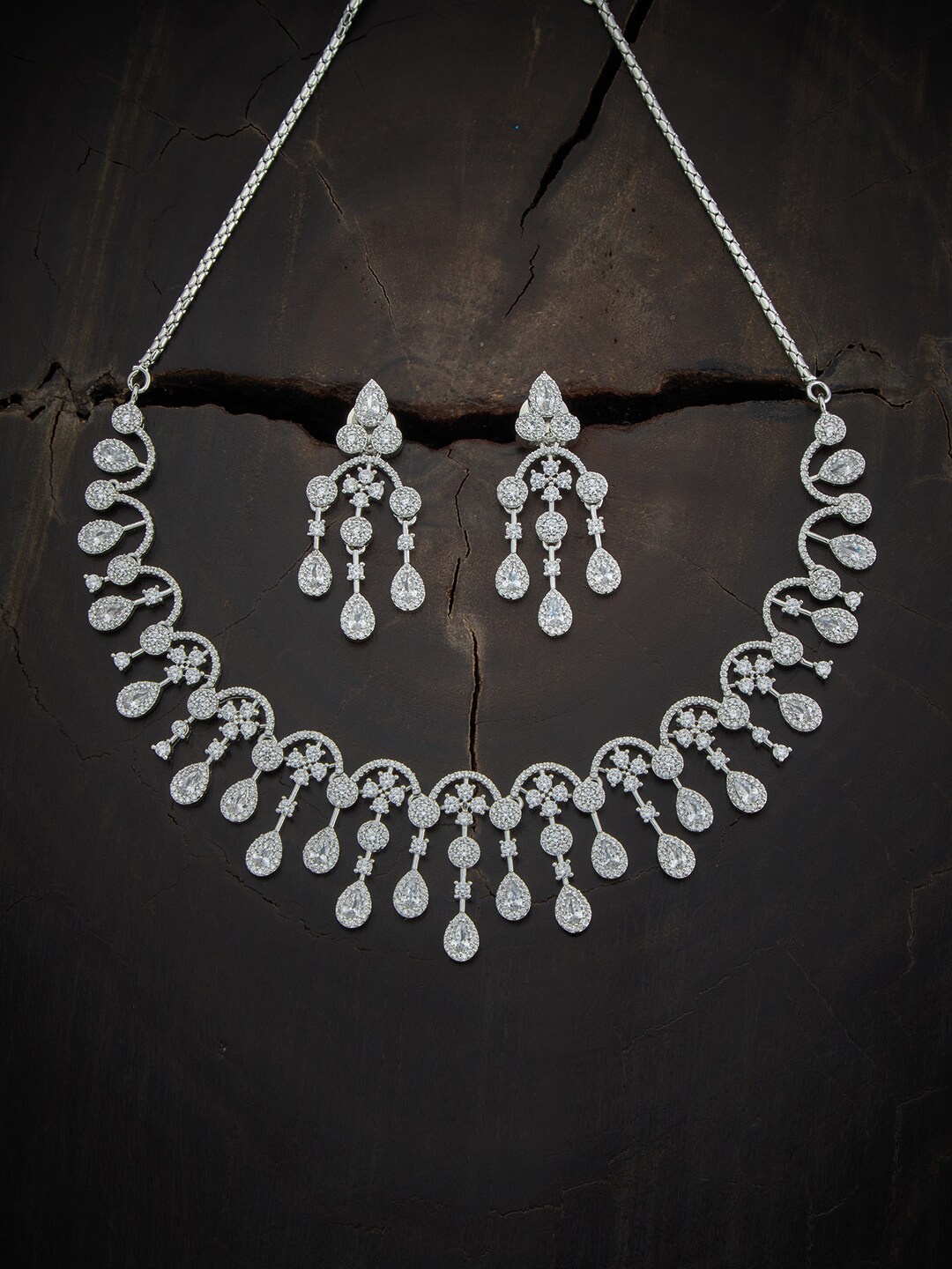 Kushal's Fashion Jewellery Rhodium-Plated Cubic Zirconia-Studded Jewellery Set, Silver
Kushal's Fashion Jewellery Rhodium-Plated Cubic Zirconia-Studded Jewellery Set, Silver