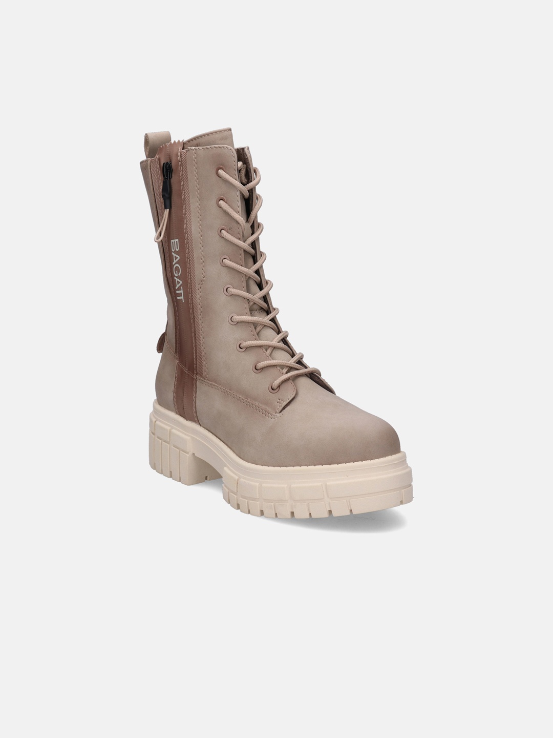 BAGATT Women Ankle Length Chunky Boots, Beige