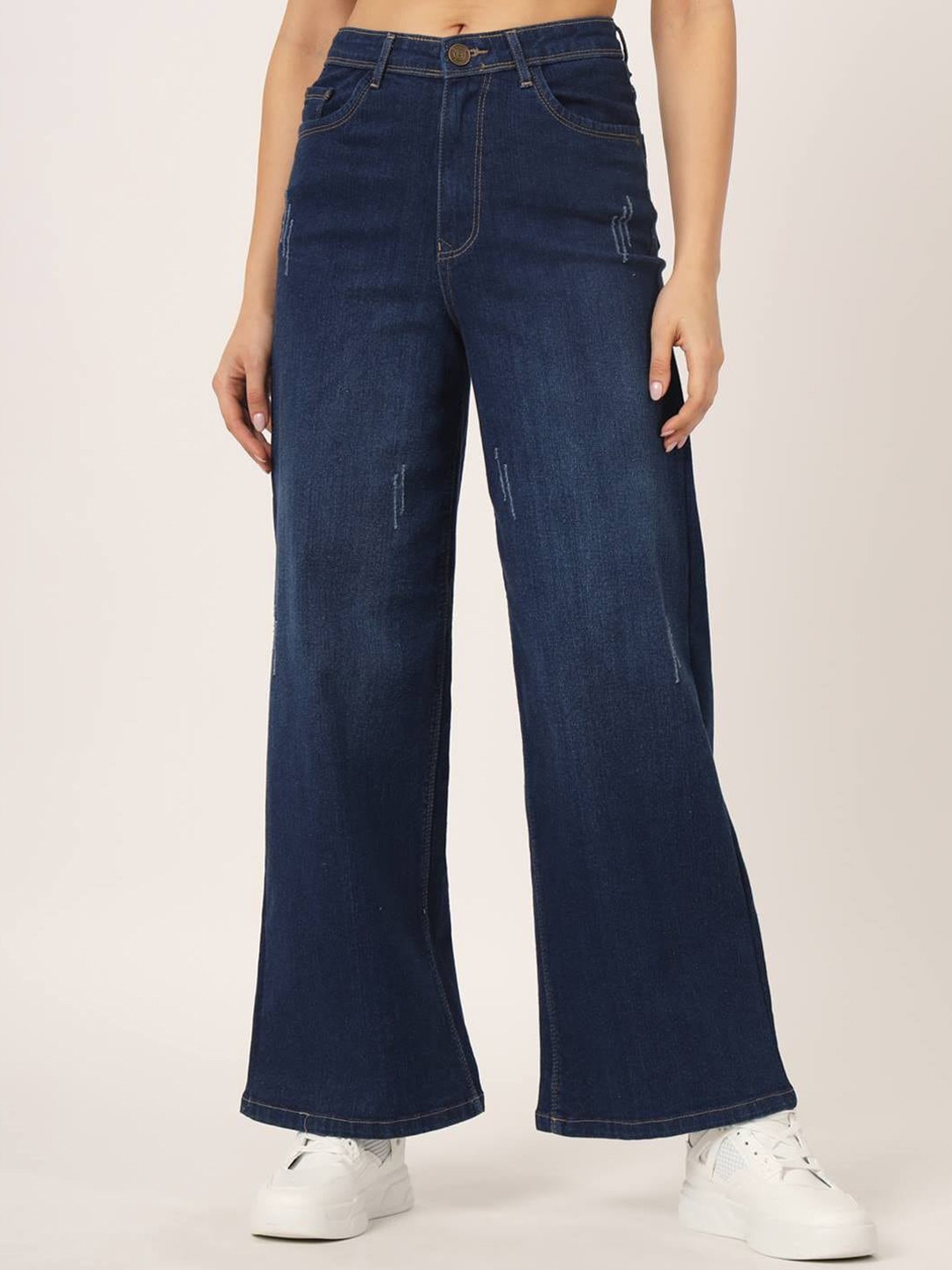 Beatnik Women Bootcut High-Rise Low Distress Light Fade Stretchable Cotton Jeans, Navy blue
Beatnik Women Bootcut High-Rise Low Distress Light Fade Stretchable Cotton Jeans, Navy blue