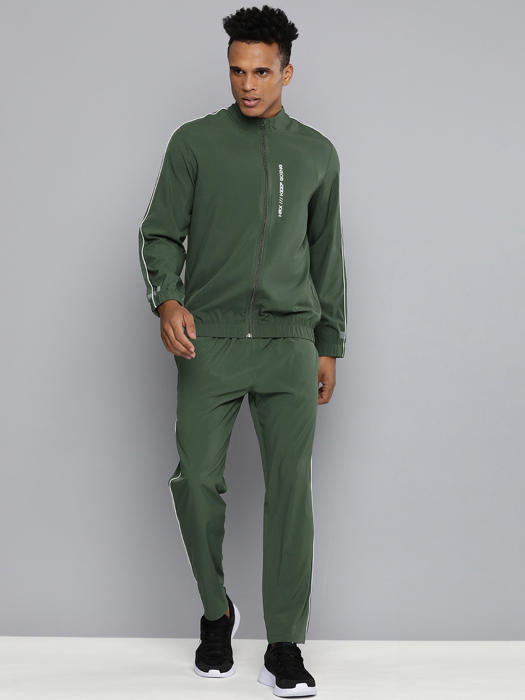 HRX by Hrithik Roshan Men Regular Fit Rapid-Dry Running Tracksuit, Olive