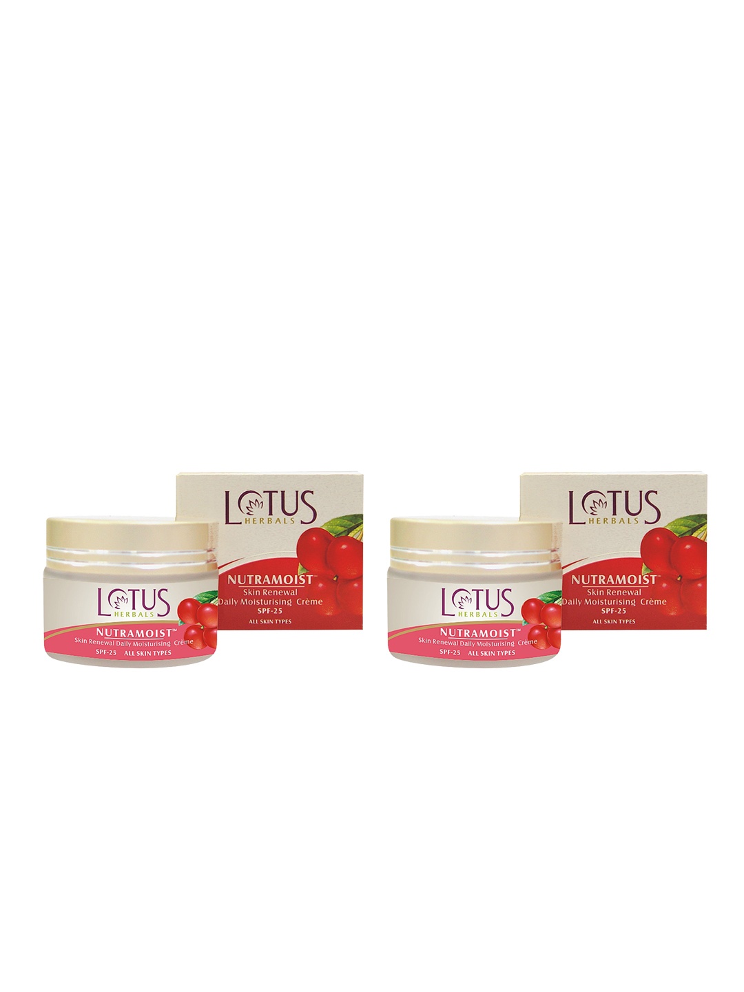 Lotus Herbals Set of 2 Nutramoist Skin Renewal SPF 25 Daily Moisturizing Cream - 50g Each
Lotus Herbals Set of 2 Nutramoist Skin Renewal SPF 25 Daily Moisturizing Cream - 50g Each