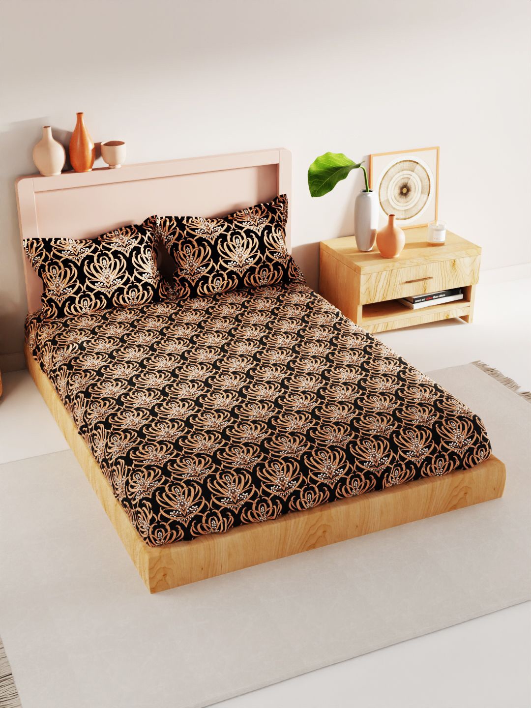 BIANCA GeoTokyo Coffee Brown & Peach-Coloured 200 TC King Bedsheet & 2 Pillow Covers
BIANCA GeoTokyo Coffee Brown & Peach-Coloured 200 TC King Bedsheet & 2 Pillow Covers