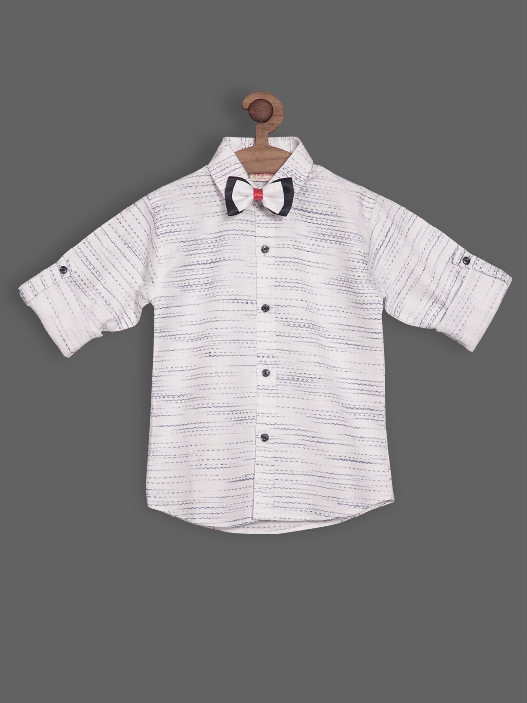 RIKIDOOS Boys Contemporary Fit Horizontal Striped Opaque Casual Shirt With Bow-Tie, White
RIKIDOOS Boys Contemporary Fit Horizontal Striped Opaque Casual Shirt With Bow-Tie, White