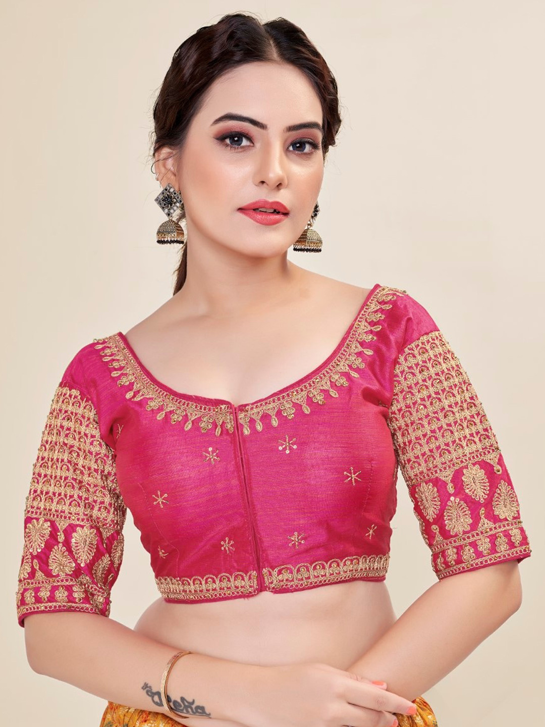 HIMRISE Embroidered Sikl Saree Blouse, Pink
HIMRISE Embroidered Sikl Saree Blouse, Pink
