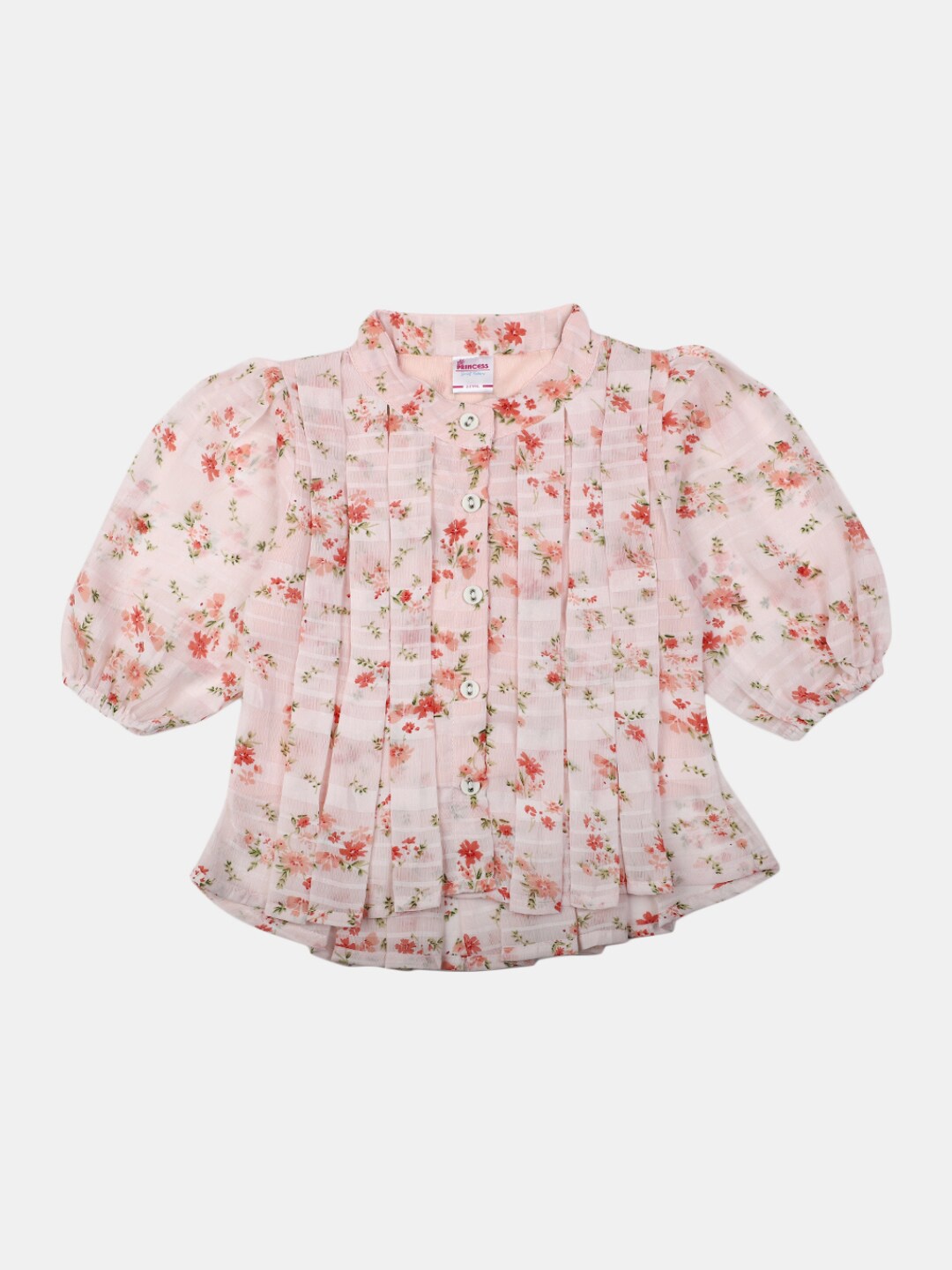 V-Mart Girls Floral Printed Mandarin Collar Puff Sleeves Pleated Shirt Style Top, Peach
V-Mart Girls Floral Printed Mandarin Collar Puff Sleeves Pleated Shirt Style Top, Peach