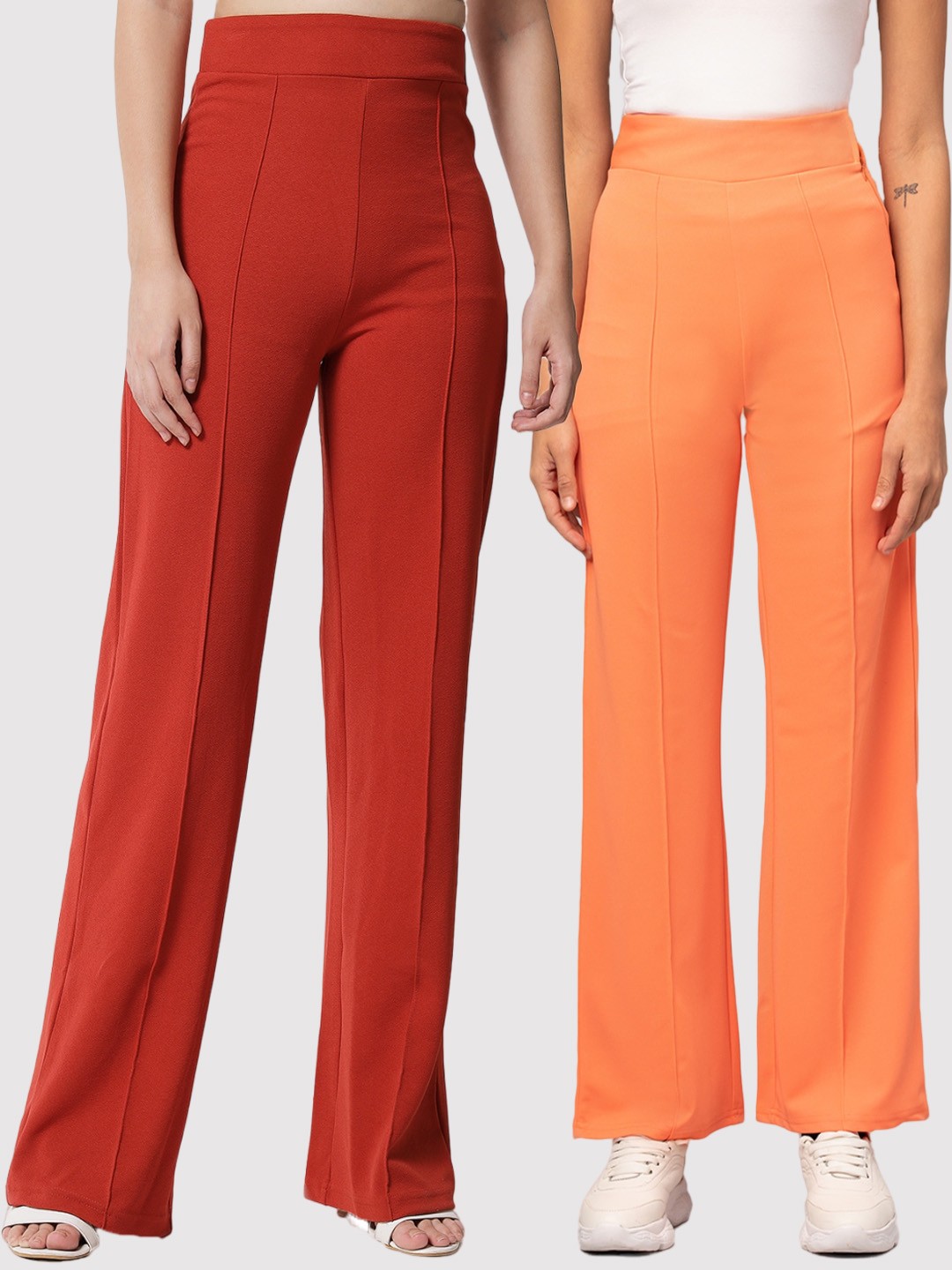 Kotty Women Pack Of 2 Relaxed Straight Leg High-Rise Easy Wash Parallel Trousers, Red
Kotty Women Pack Of 2 Relaxed Straight Leg High-Rise Easy Wash Parallel Trousers, Red
