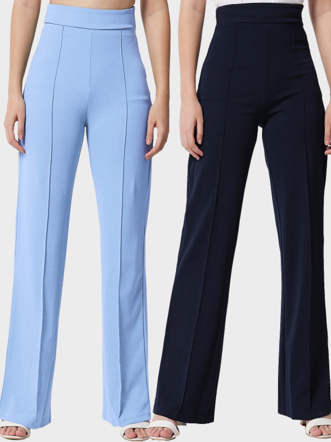 Kotty Women Pack Of 2 Relaxed Straight Leg High-Rise Easy Wash Parallel Trousers, Blue
Kotty Women Pack Of 2 Relaxed Straight Leg High-Rise Easy Wash Parallel Trousers, Blue
