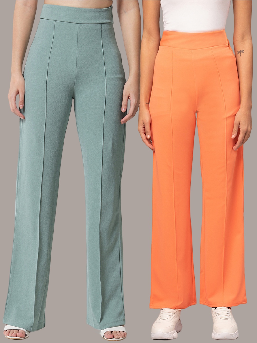 Kotty Women Pack of 2 Relaxed Straight Leg Straight Fit High-Rise Easy Wash Trousers, Green
Kotty Women Pack of 2 Relaxed Straight Leg Straight Fit High-Rise Easy Wash Trousers, Green