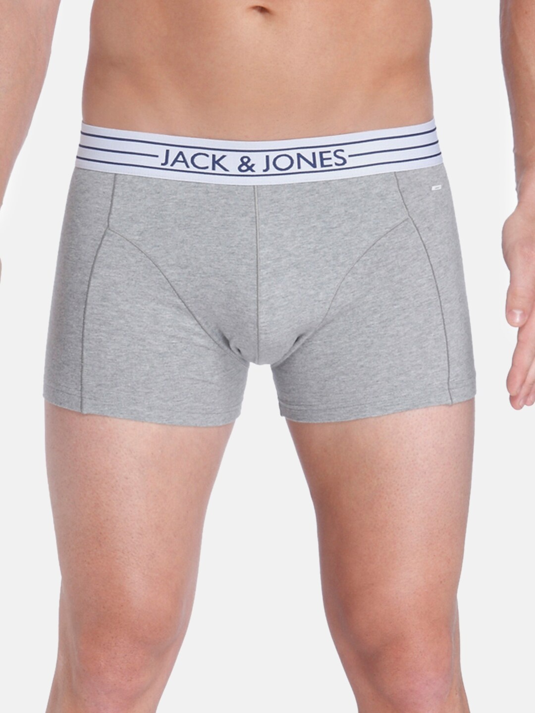 Jack & Jones Men Grey Solid Mid-Rise Trunks 1955230016