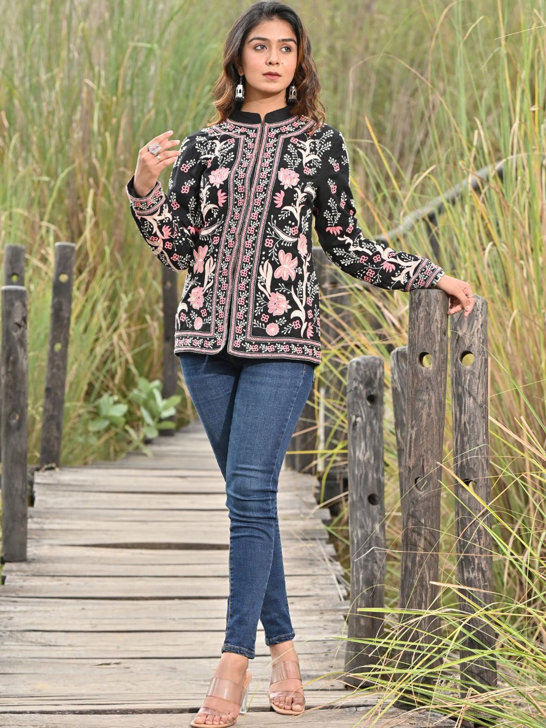 Zolo Label Floral Printed Lightweight Cotton Tailored Jacket With Embroidered, Black
Zolo Label Floral Printed Lightweight Cotton Tailored Jacket With Embroidered, Black