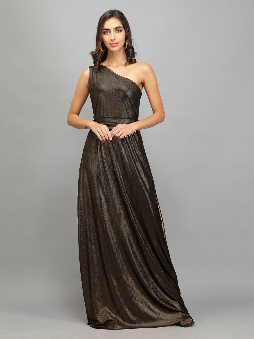Svelte Couture One shoulder Maxi Dress, Black