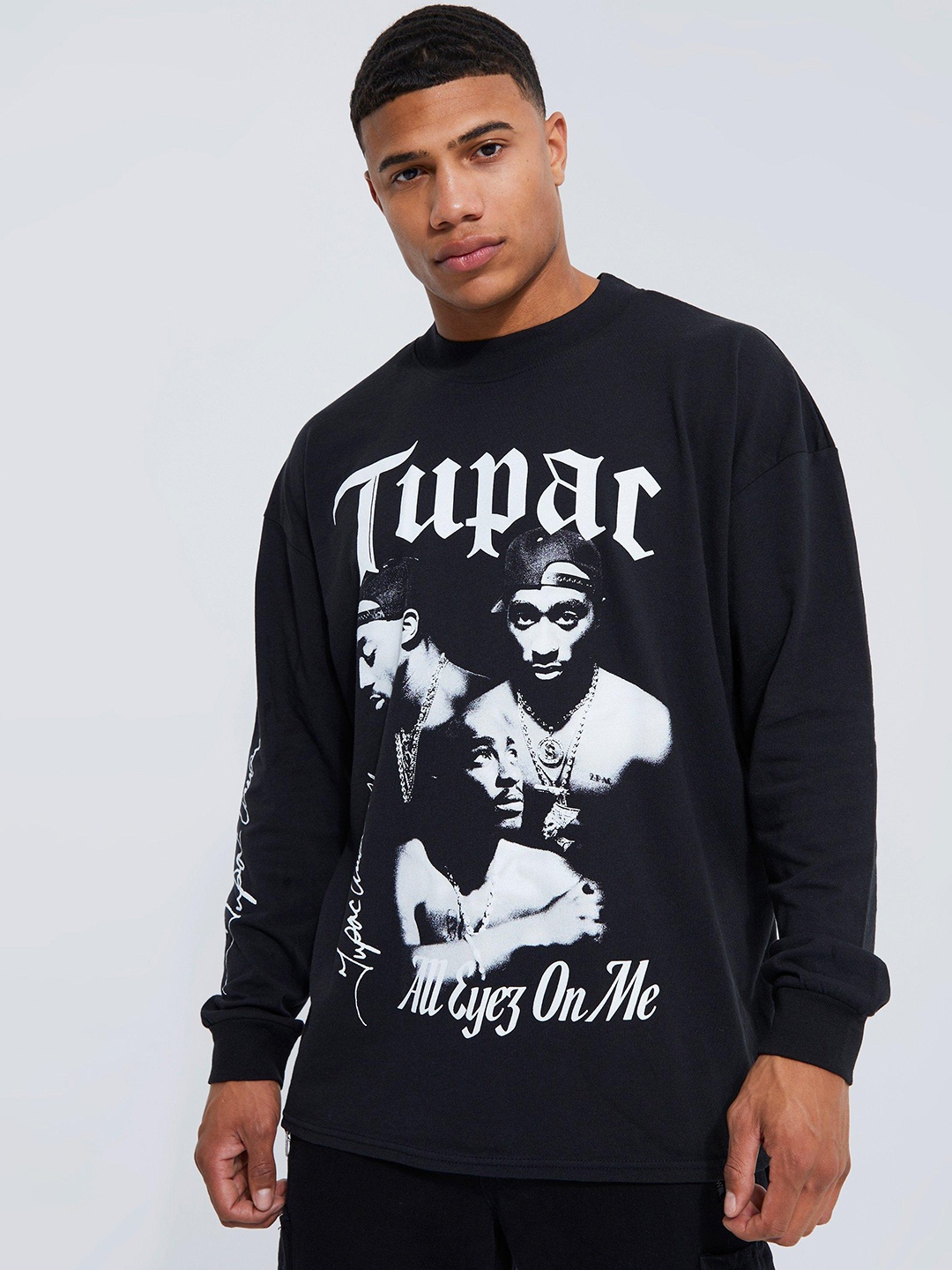 boohooMAN Tupac Shakur Print Drop-Shoulder Sleeves Pure Cotton Oversized T-shirt, Black
boohooMAN Tupac Shakur Print Drop-Shoulder Sleeves Pure Cotton Oversized T-shirt, Black
