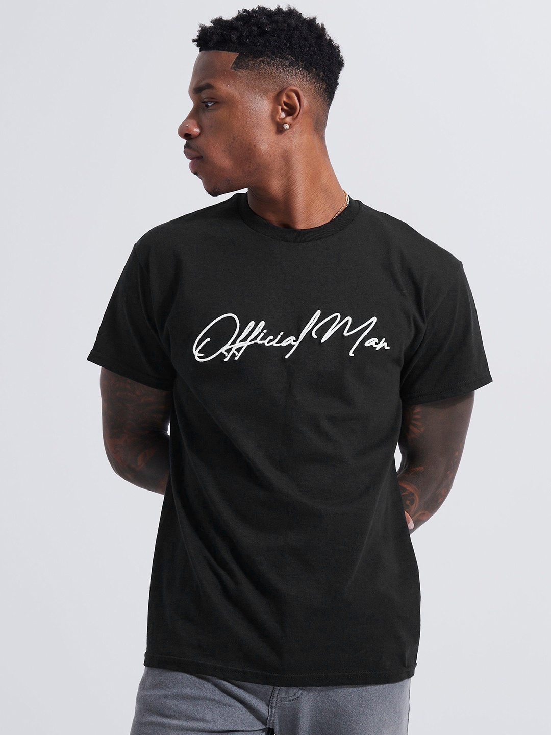 boohooMAN Typography Embroidered Drop-Shoulder Sleeves Pure Cotton T-shirt, Black
boohooMAN Typography Embroidered Drop-Shoulder Sleeves Pure Cotton T-shirt, Black